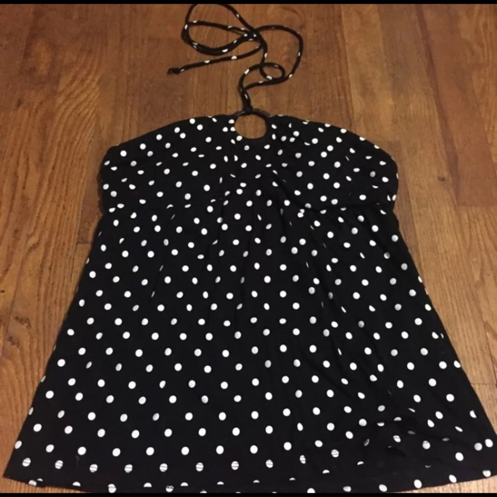 Self Esteem O Ring Halter Polka Dot Top